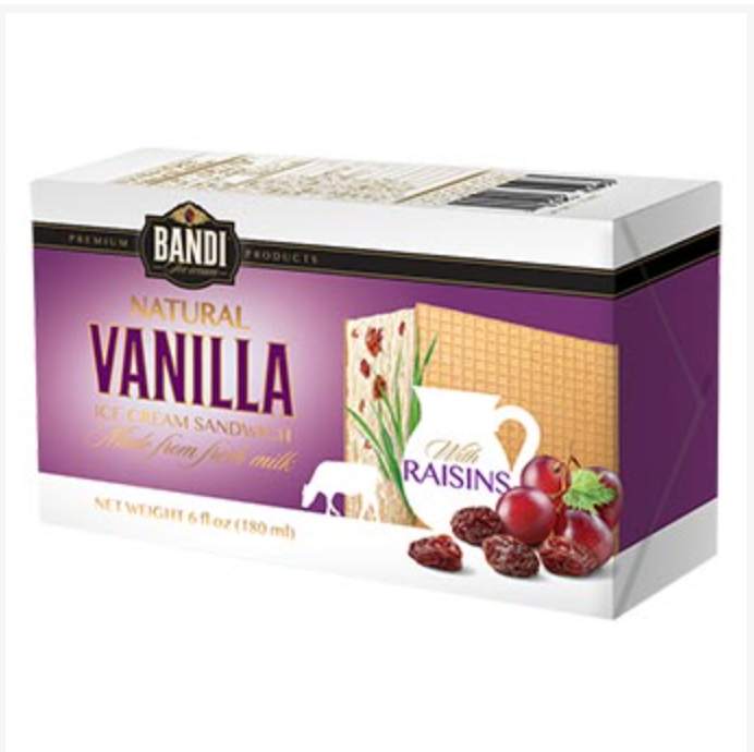 Bandi Ice Cream Vanilla Raisins 180ml