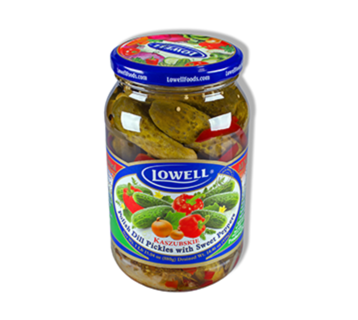 Lowell Polish Dill Pickles W/ Sweet Peppers 880g