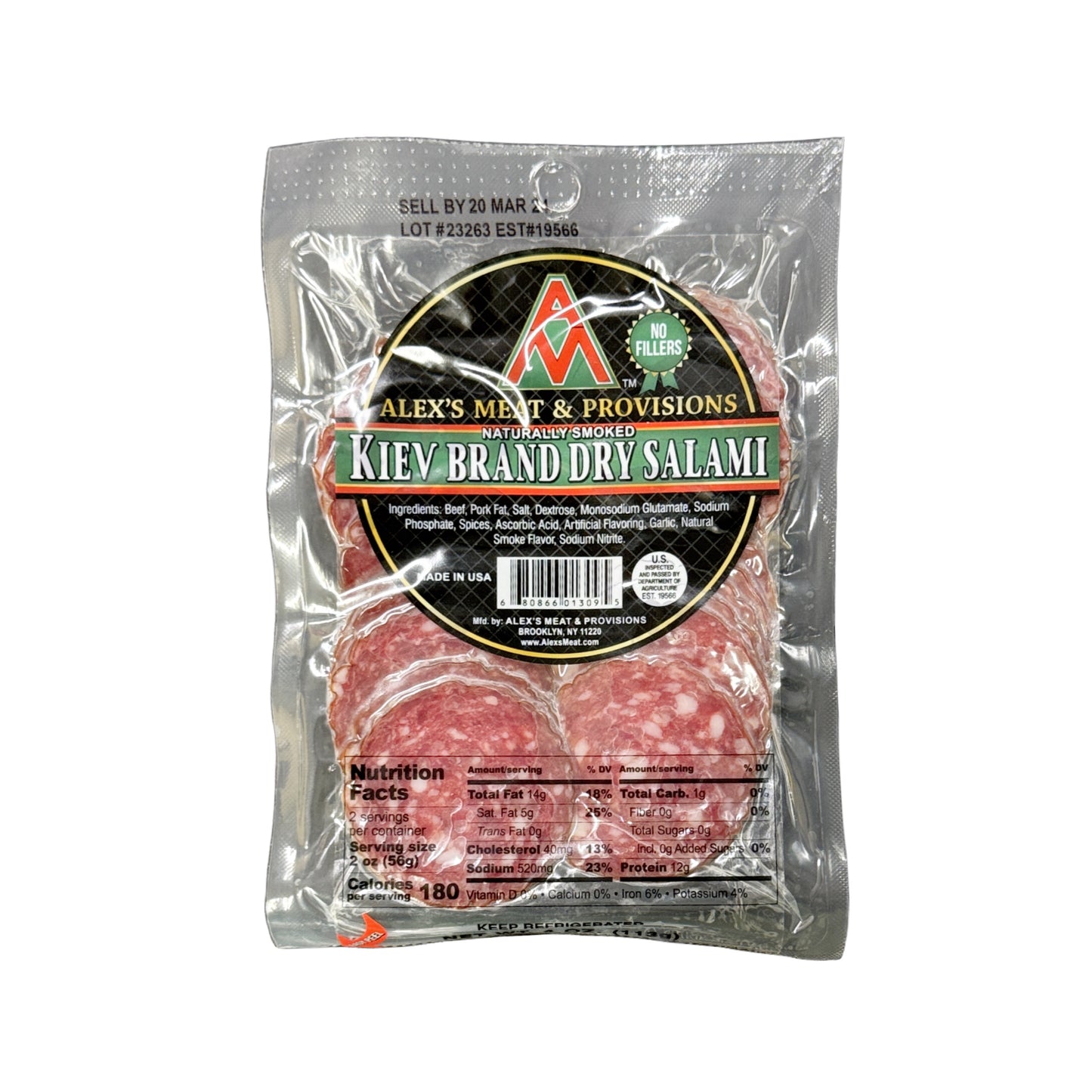 Alex’s Meat Kiev Brand Dry Salami Sliced 113gr