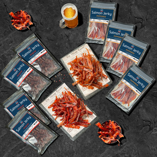 Salmon Jerky set ( 4 original & 4 peppered ) Free Shipping