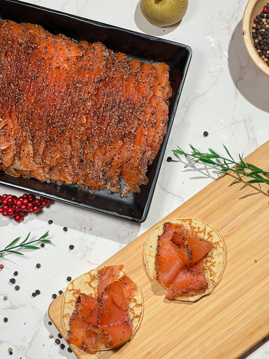 Salmon Lox with Black Pepper and Garlic Rub 8oz